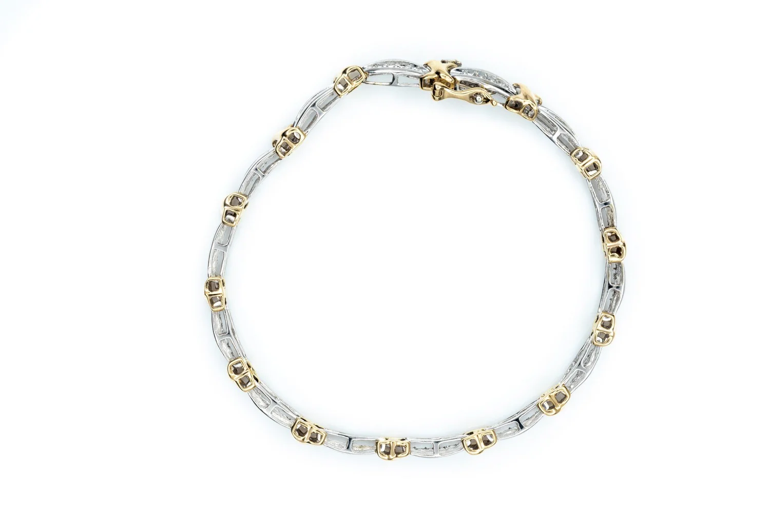 (T)White Yellow Gold Round Brilliant Cut Diamond Tennis Bracelet