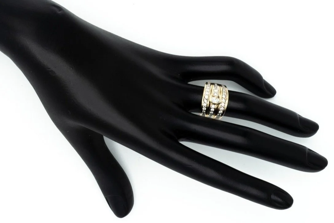 (H)White Yellow Gold Marquise Brilliant Cut Multi Diamond Ring