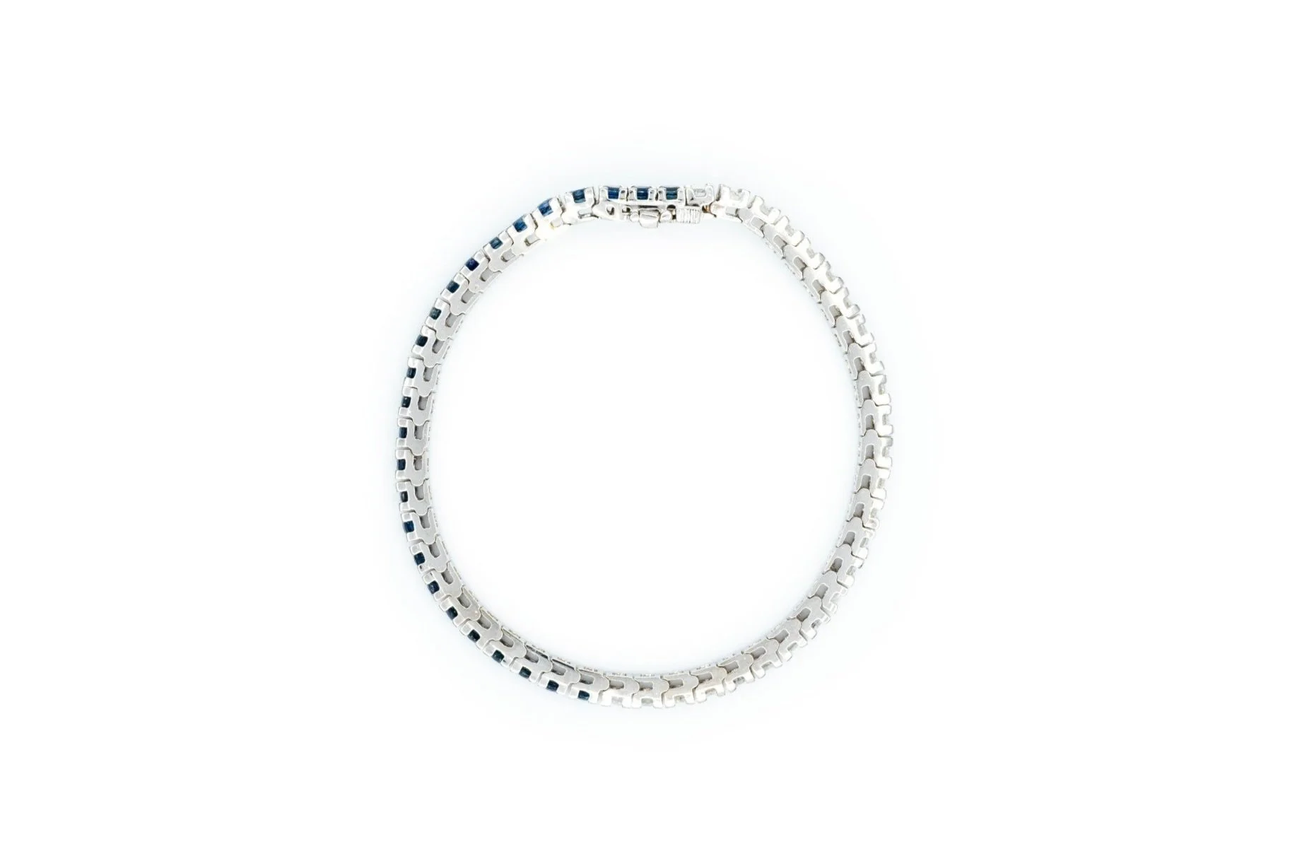 (T)White Gold Diamond Sapphire Tennis Bracelet