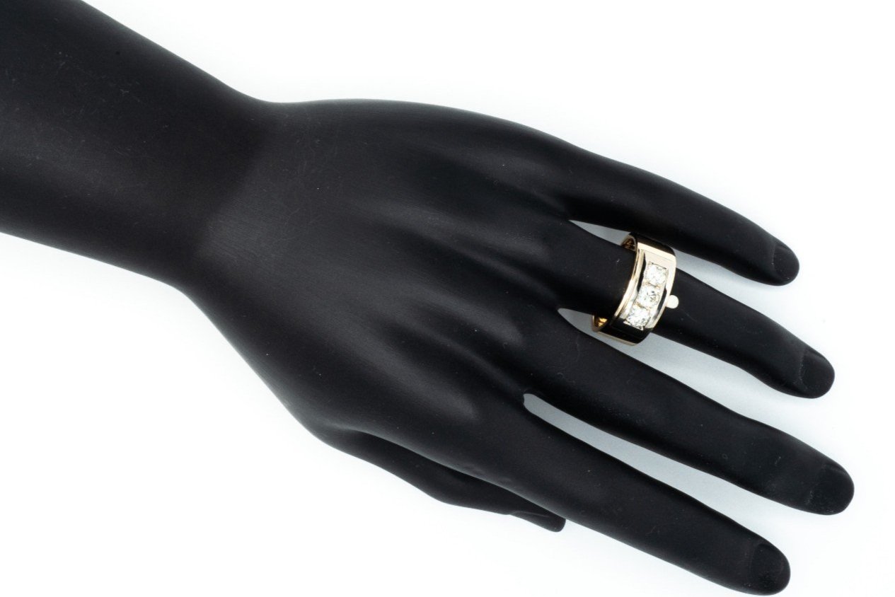 (H)White Yellow Gold Round Brilliant Cut Diamond Band