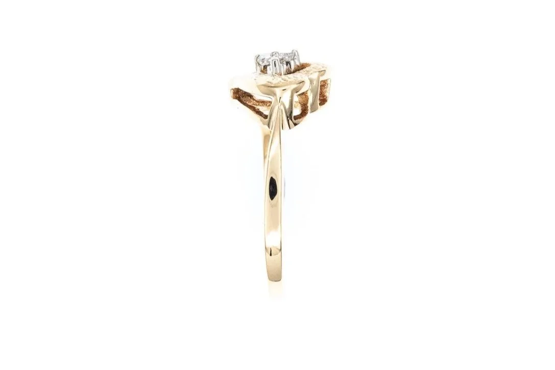 (S)Yellow Gold Multi Diamond Heart Ring