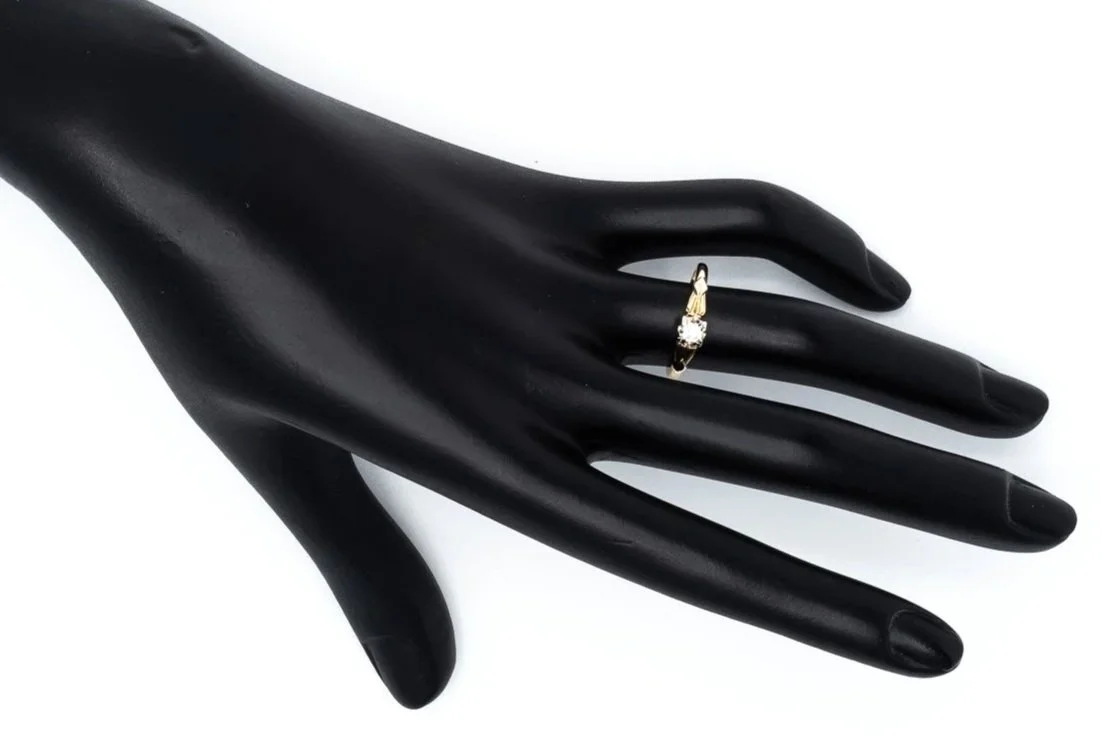 (H)Yellow Gold Solitaire Old European Cut Diamond Engagement Ring