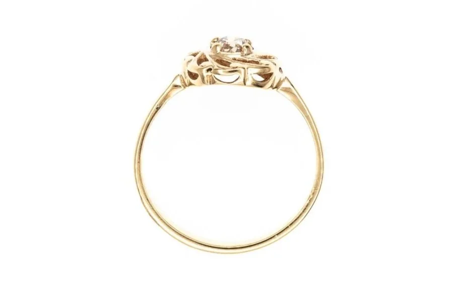 (F)Yellow Gold Solitaire Old European Cut Diamond Ring