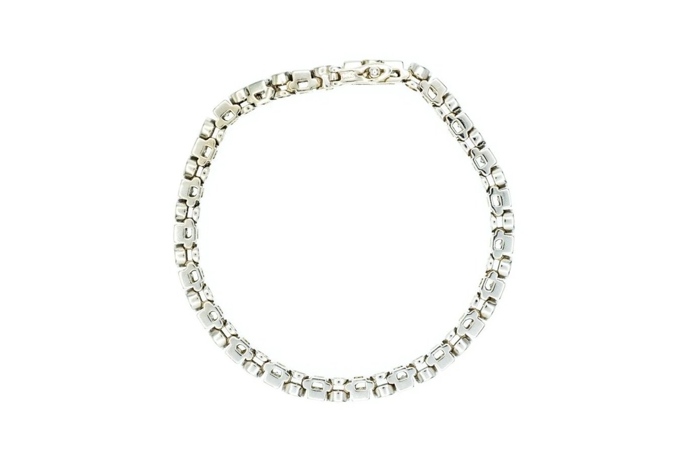 (T)White Gold Round Brilliant Cut Princess Cut Diamond Tennis Bracelet