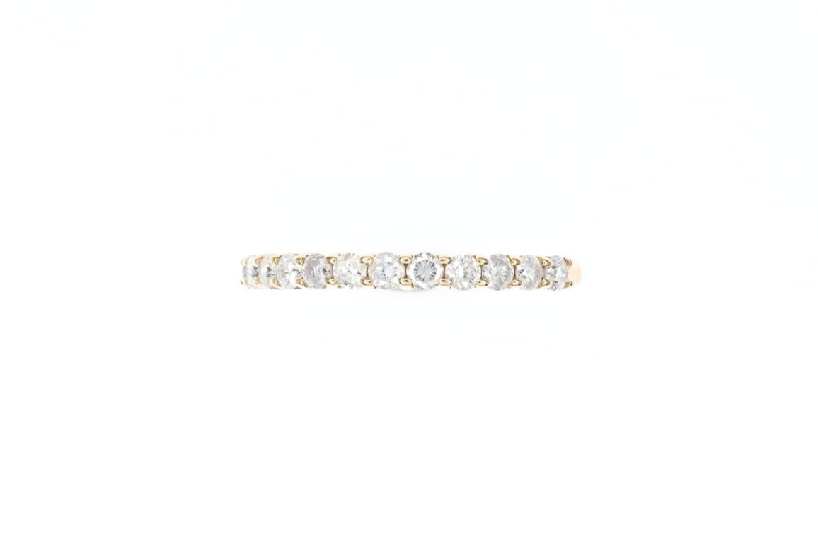 (T)Yellow Gold Round Brilliant Cut Diamond Band