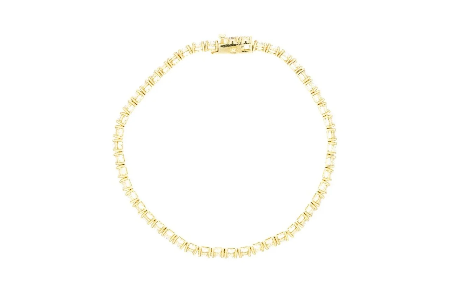 (T)Yellow Gold Round Brilliant Cut Lab Grown Diamond Tennis Bracelet