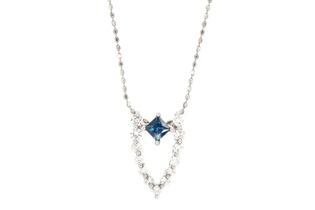 (T)White Gold Diamond Sapphire Slider Pendant