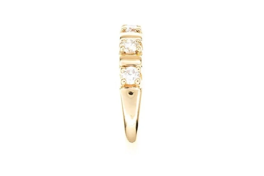 (S)Yellow Gold Round Brilliant Cut Diamond Band