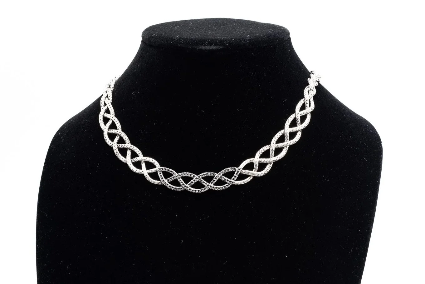 (F)Sterling Silver Black Spinel John Hardy Designer Weave Necklace