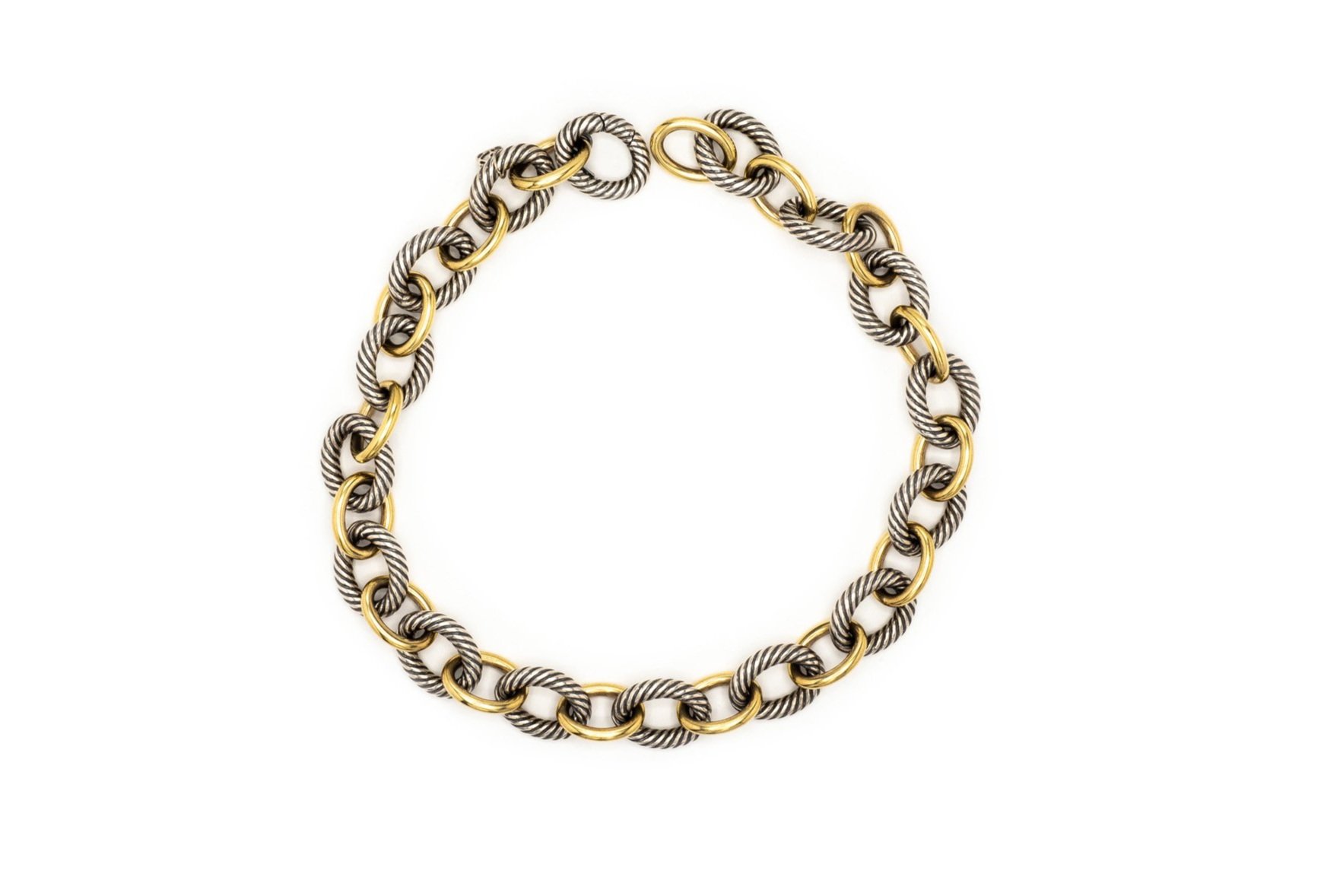(T)Sterling Silver Yellow Gold David Yurman Designer Necklace