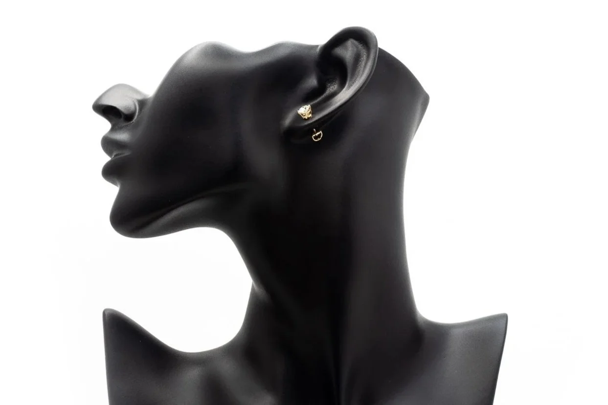 (S)Yellow Gold Solitaire Round Brilliant Cut Diamond Studs