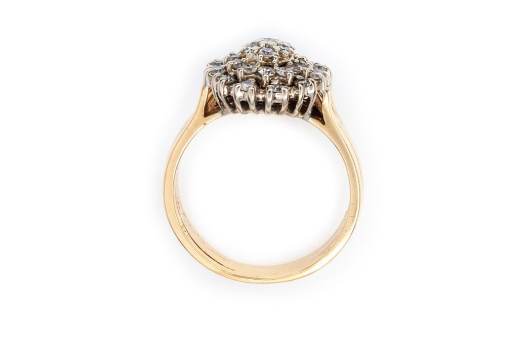 (F)Yellow Gold Single Cut Multi Diamond Ring