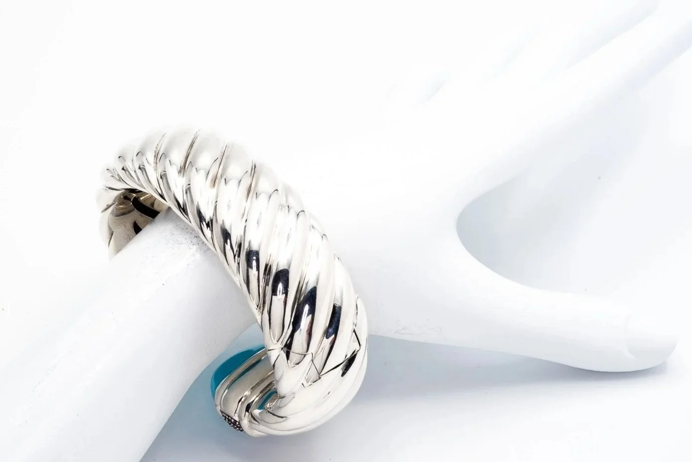 (Wb)Sterling Silver Amethyst Turquoise Hinged Cuff Bracelet