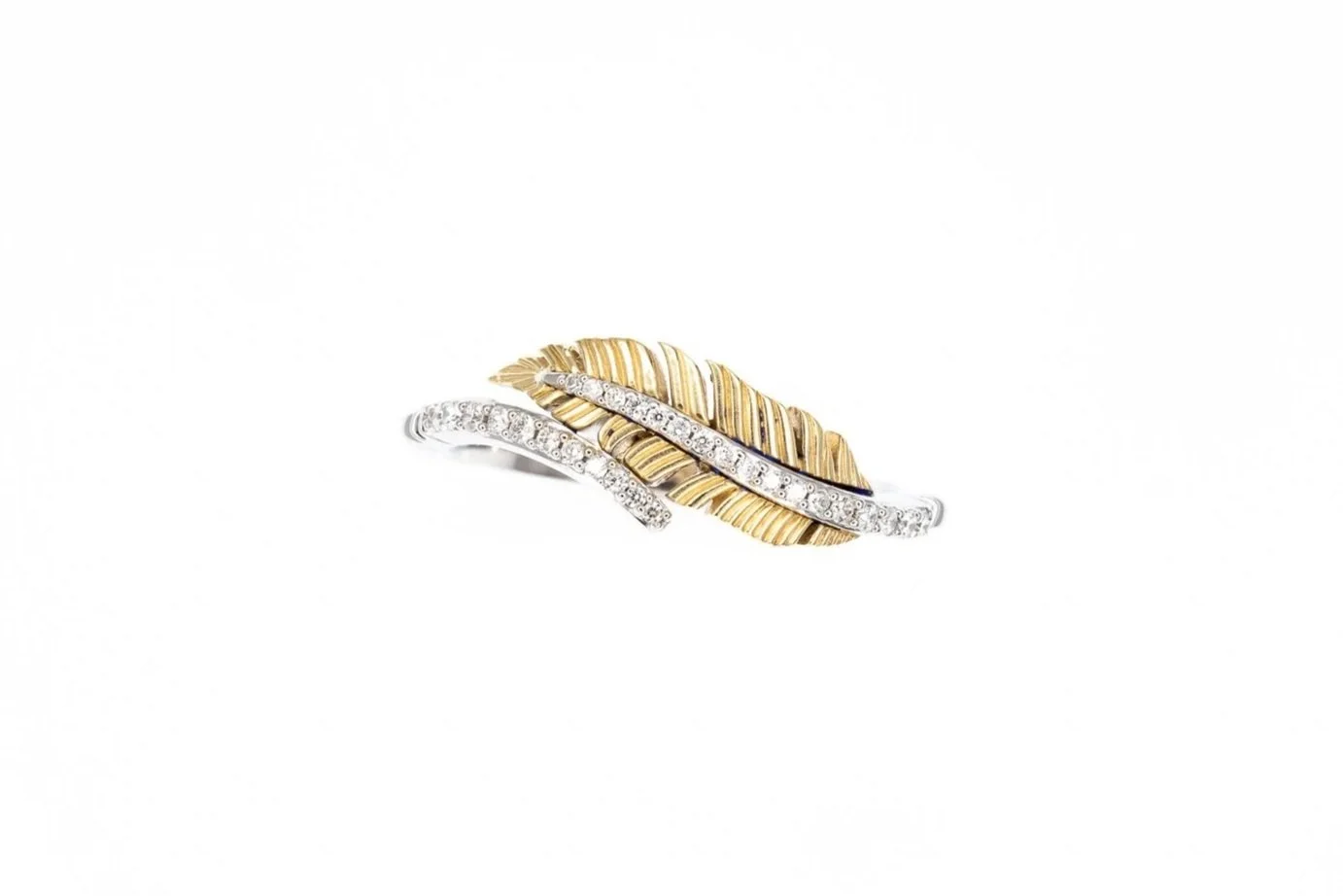 (T)White Yellow Gold Round Brilliant Cut Diamond Band