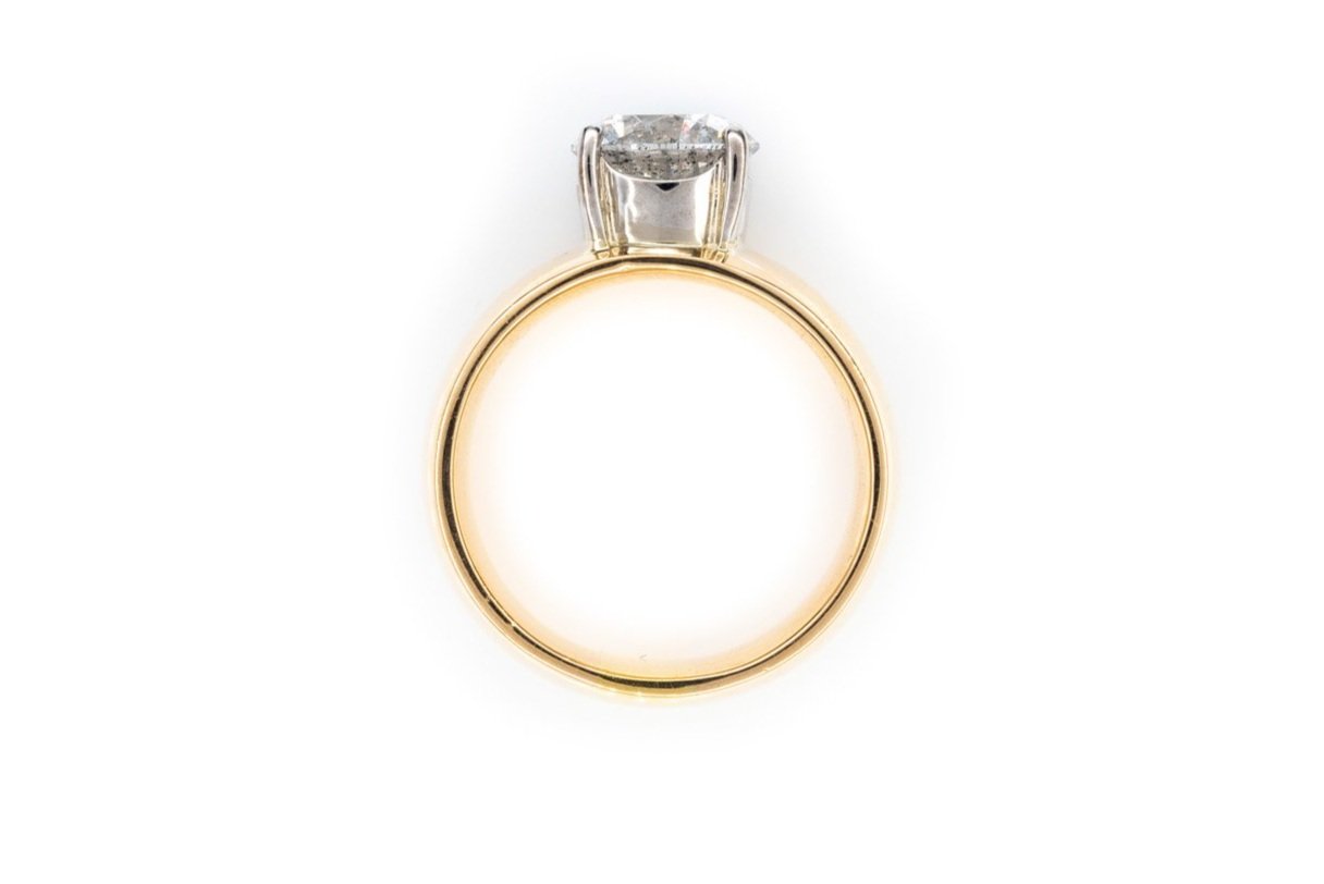 (F)Yellow Gold Solitaire Round Brilliant Cut Diamond Engagement Ring