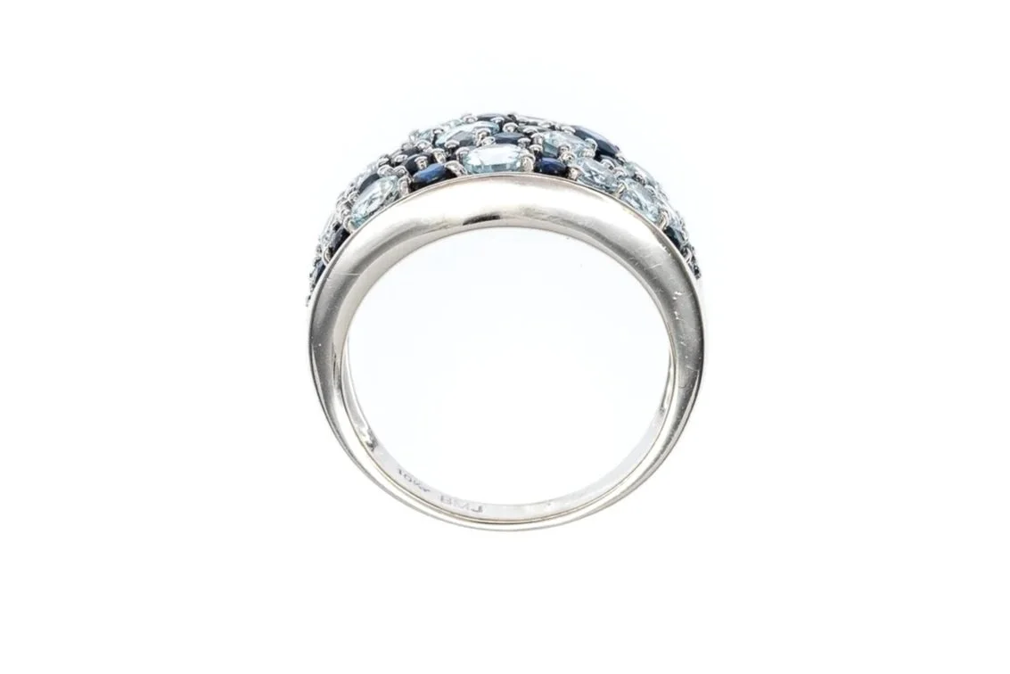 (F)White Gold Sapphire White Topaz Gemstone Ring