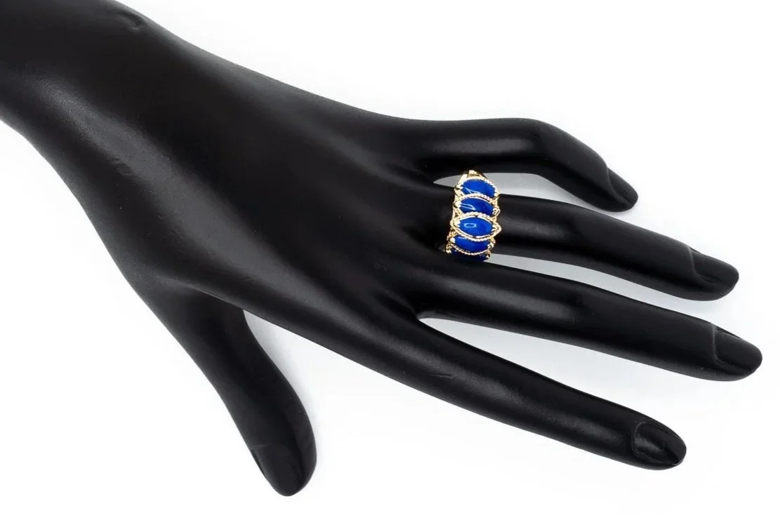 (H)Yellow Gold Lapis Lazuli Gemstone Ring