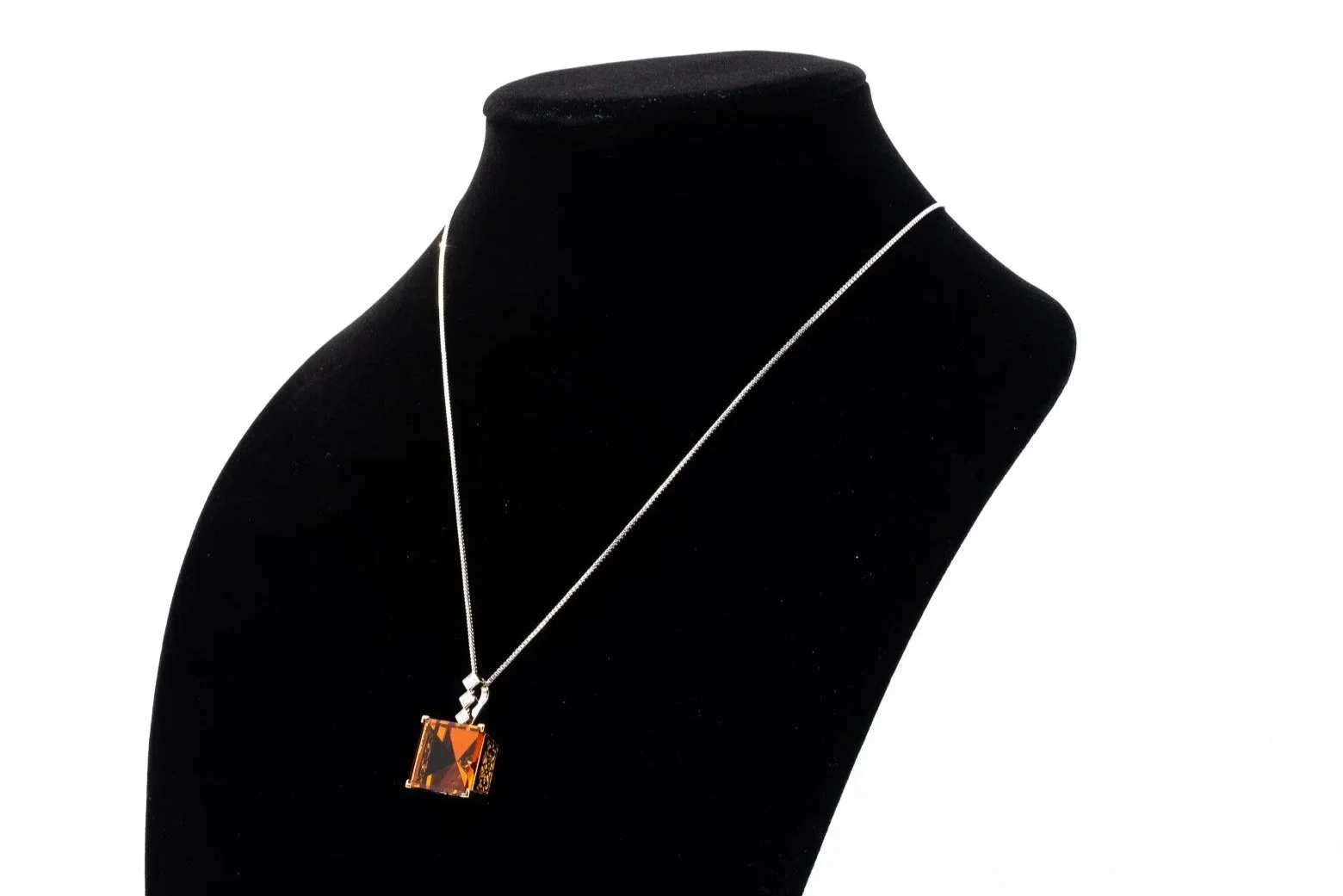 (S)White Yellow Gold Diamond Citrine Drop Dangle Pendant