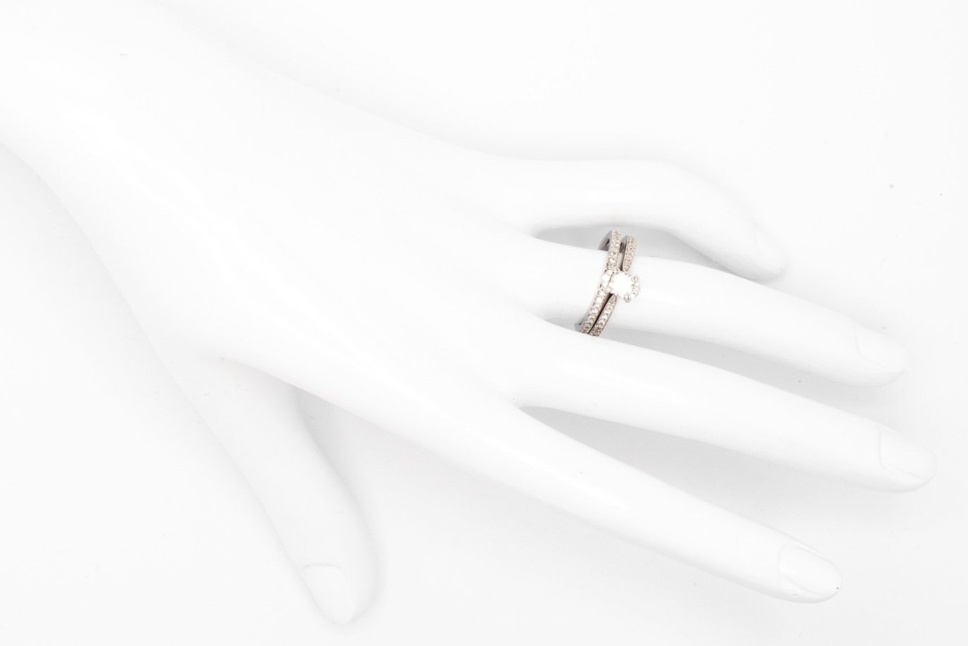 (H)White Gold Flanders Cut Diamond Engagement Ring Wedding Set