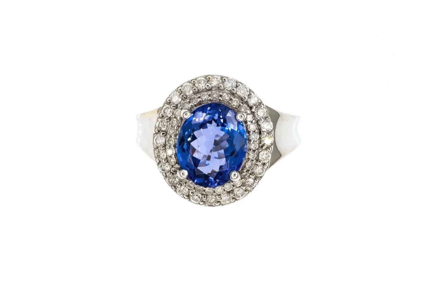 (T)White Gold Diamond Tanzanite Gemstone Ring
