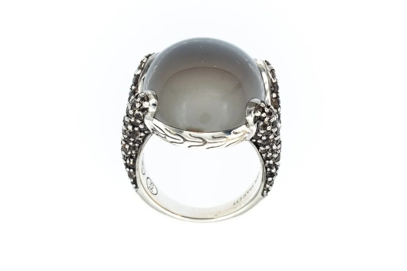 (F)Sterling Silver Smoky Quartz John Hardy Designer Celestial Orb Ring