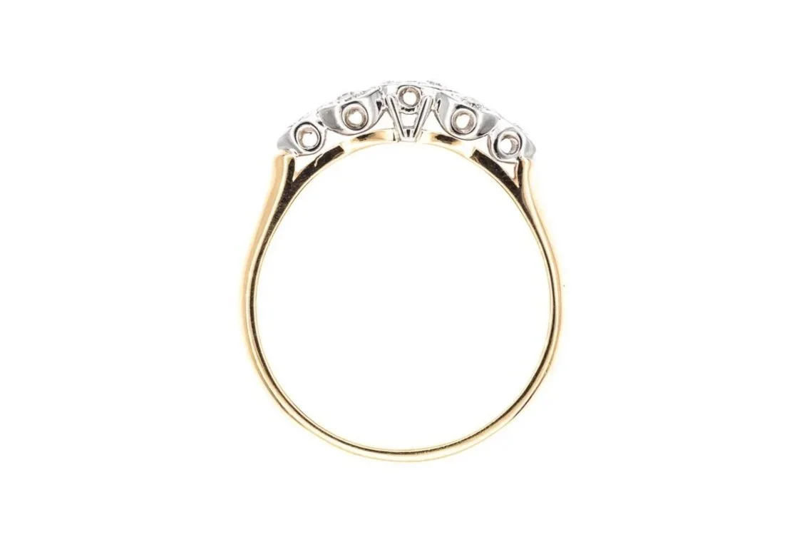 (F)Yellow White Gold Single Cut Diamond Ladies Band