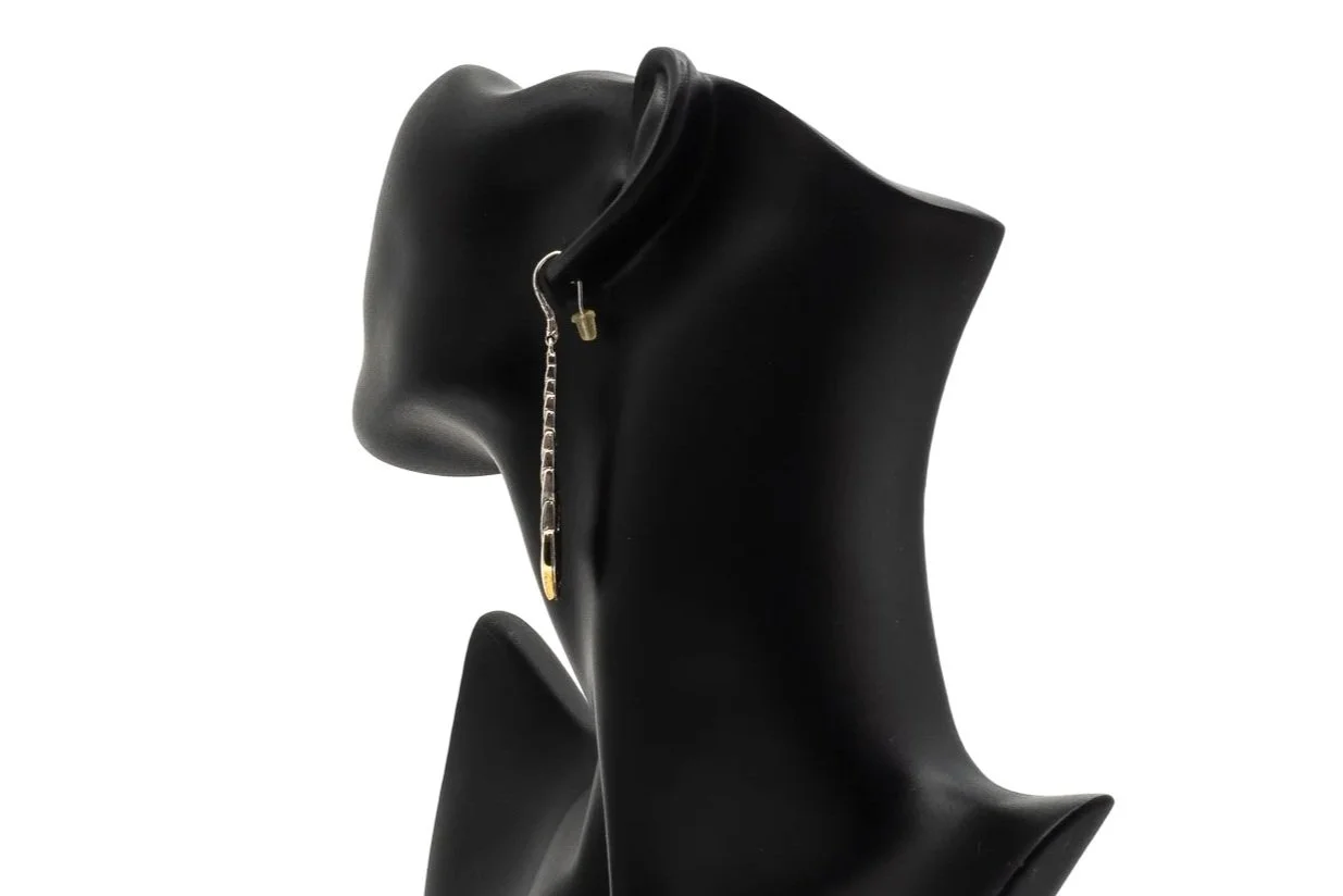 (B)Sterling Silver Yellow Gold John Hardy Drop Dangle Shepherd Hook Earrings