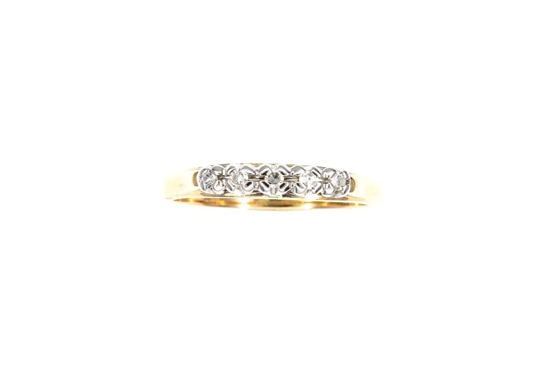 (T)Yellow White Gold Diamond Ladies Band
