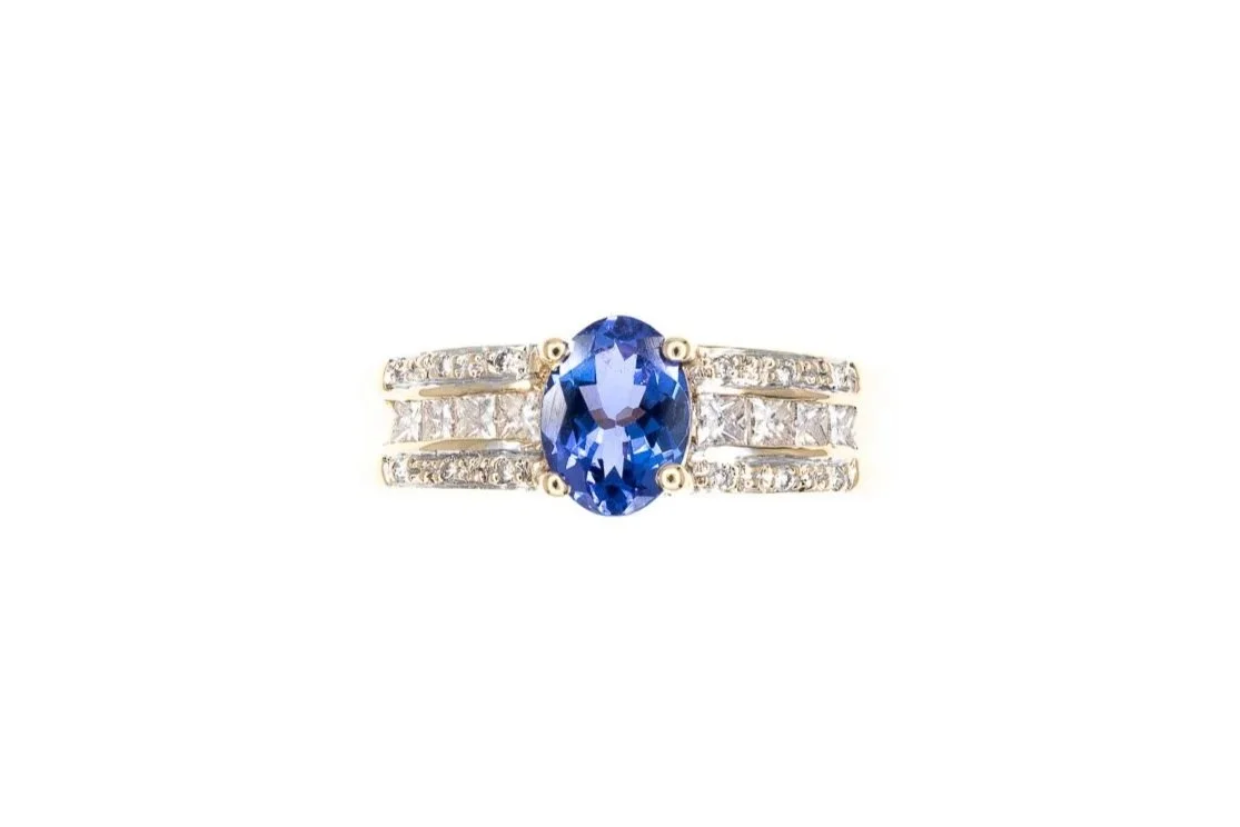 (T)Yellow Gold Diamond Tanzanite Gemstone Ring