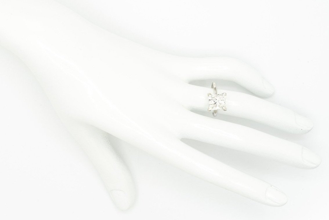 (H)White Gold Solitaire Princess Cut Lab Grown Diamond Engagement Ring