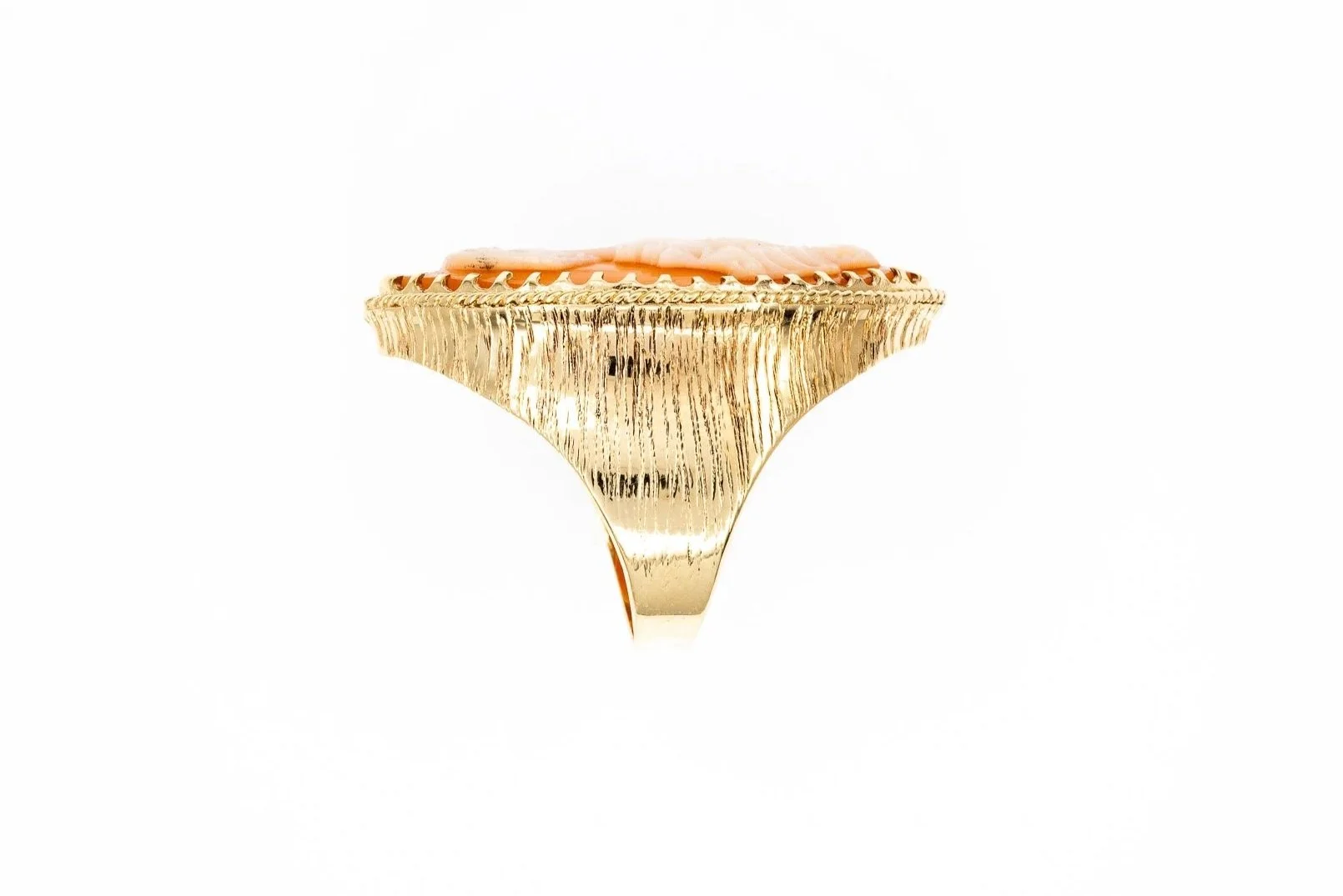 (S)Yellow Gold Solitaire Marquise Cameo Gemstone Ring