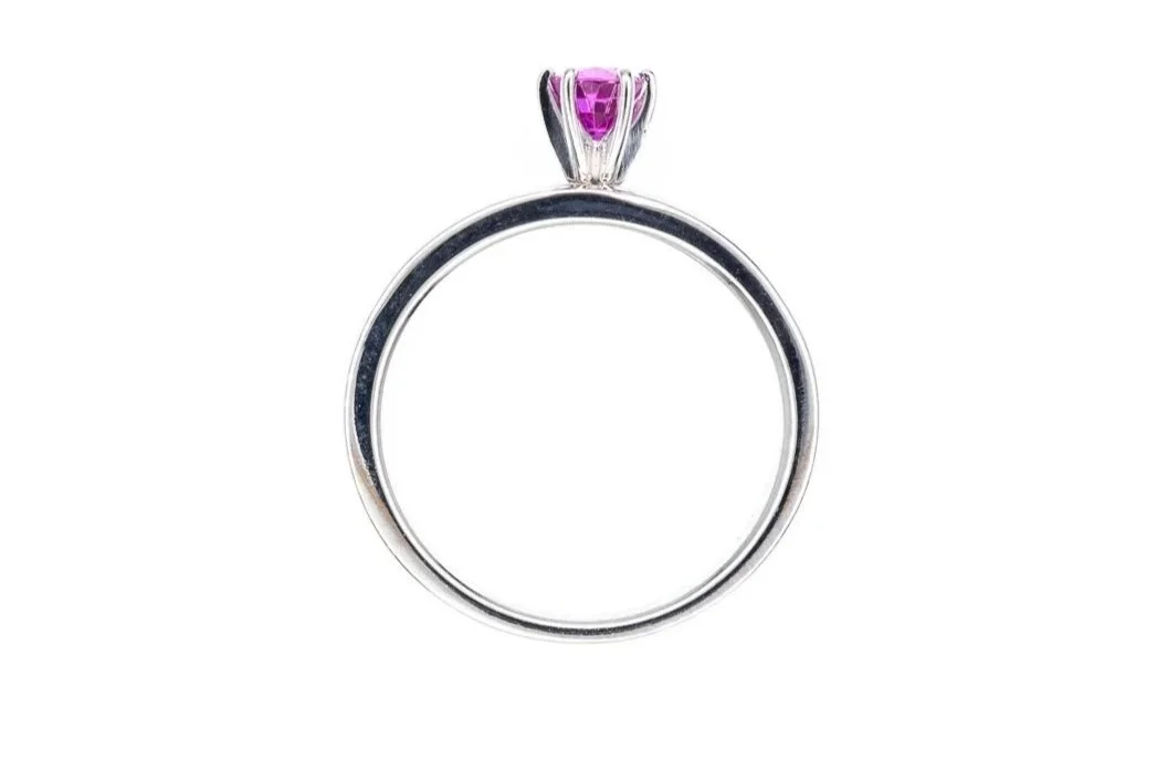 (F)White Gold Diamond Pink Sapphire Gemstone Ring