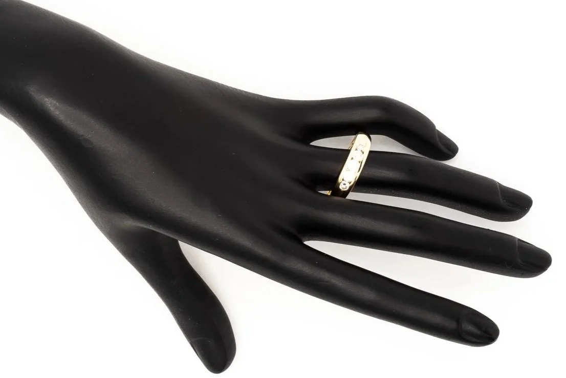 (H)Yellow Gold Round Brilliant Cut Diamond Men's Band
