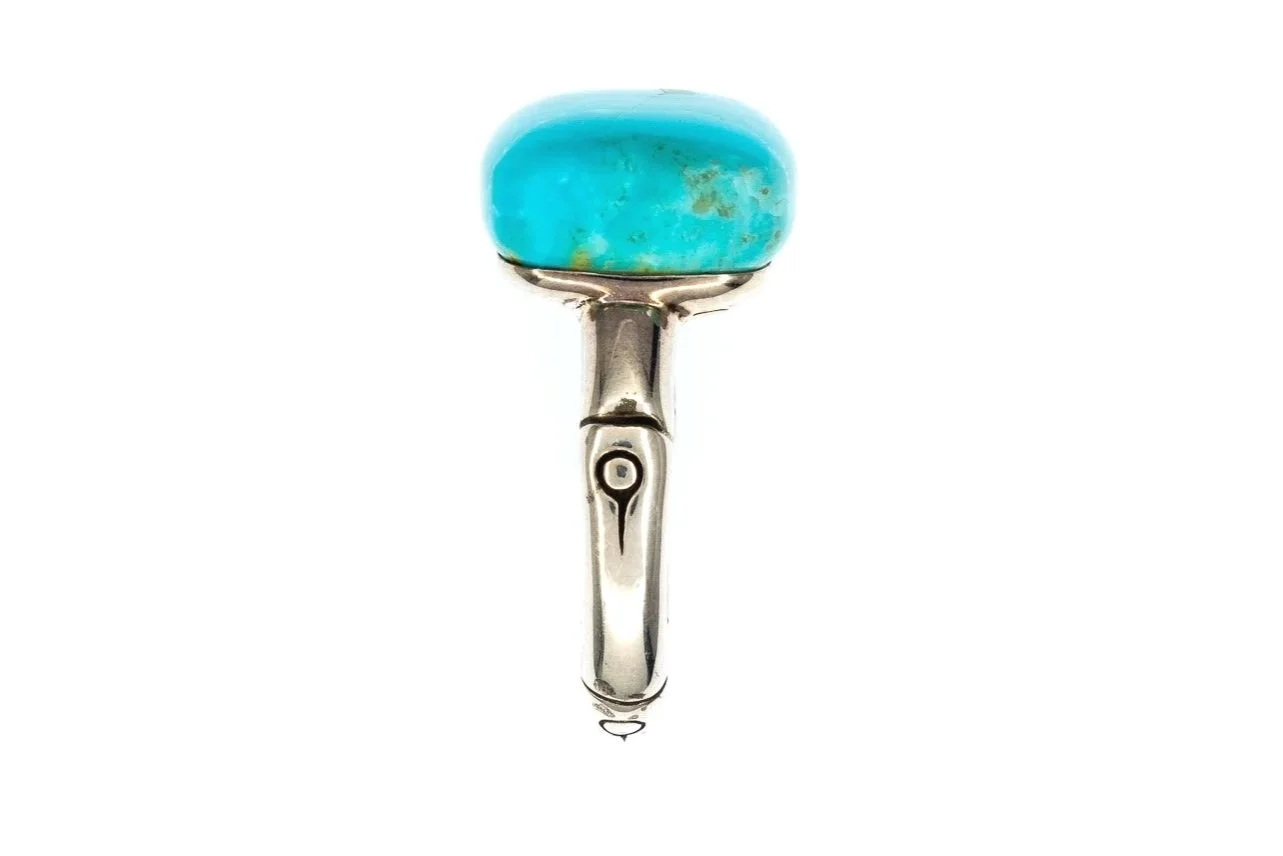 (S)Sterling Silver Turquoise John Hardy Designer Two Bamboos Ring