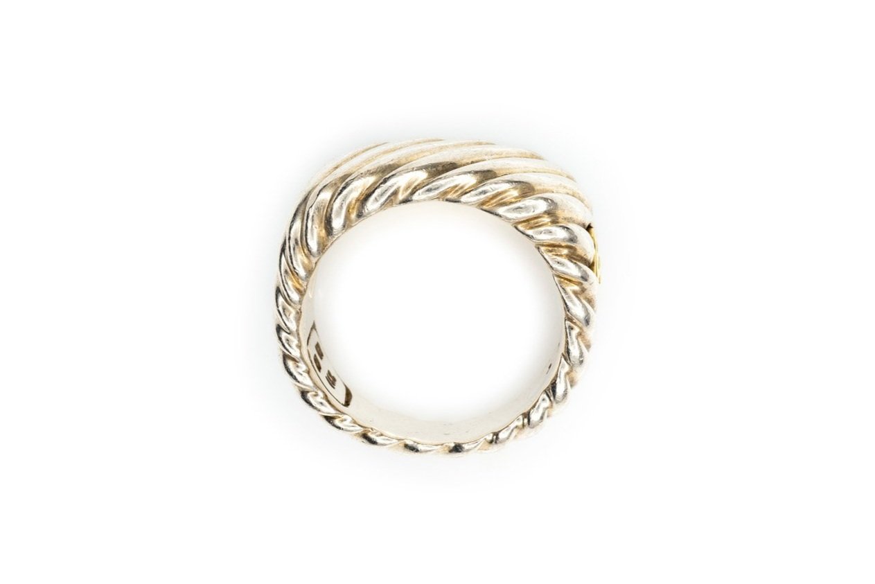 (F)Sterling Silver Yellow Gold David Yurman Designer Ring