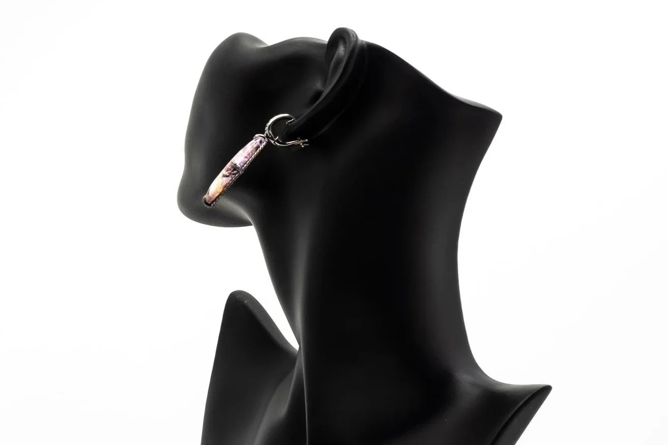 (B)Sterling Silver Yellow Gold Purple Sapphire Charoite Drop Dangle David Yurman Earrings