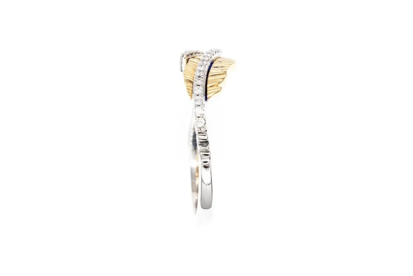 (S)White Yellow Gold Round Brilliant Cut Diamond Band