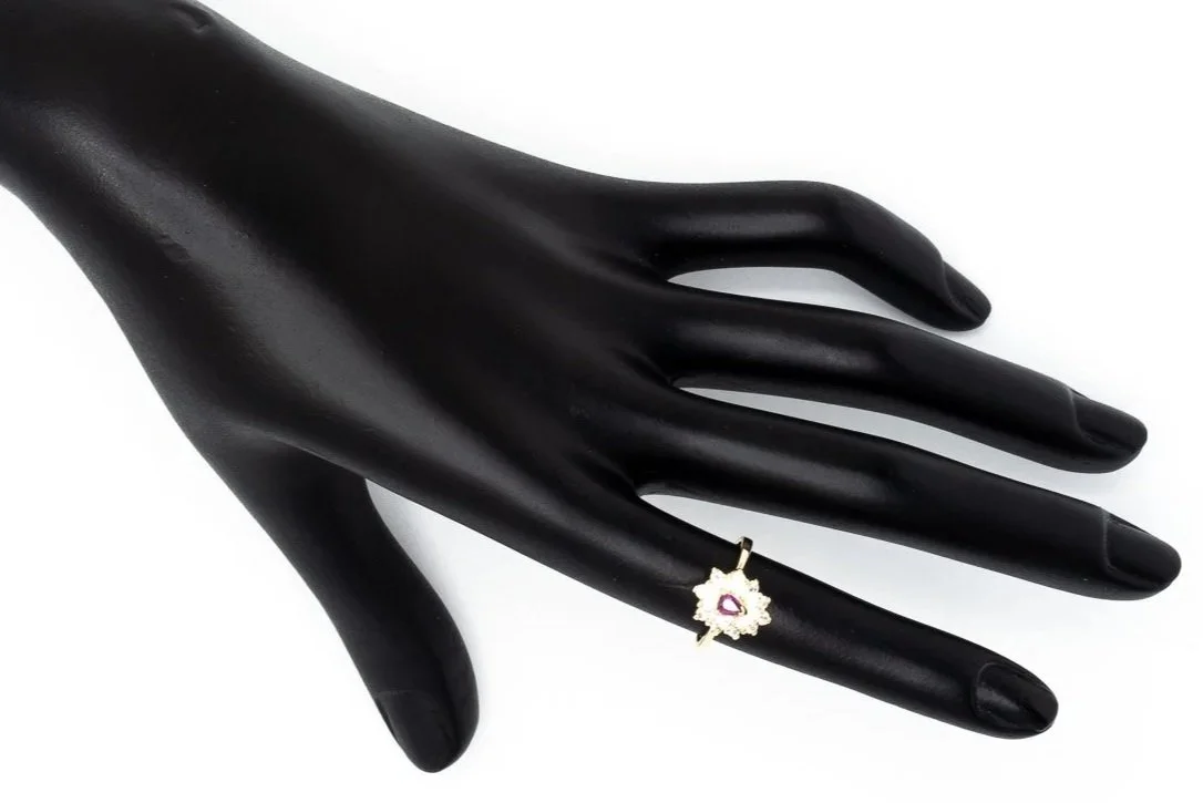 (H)Yellow Gold Cubic Zirconia Cluster Gemstone Ring