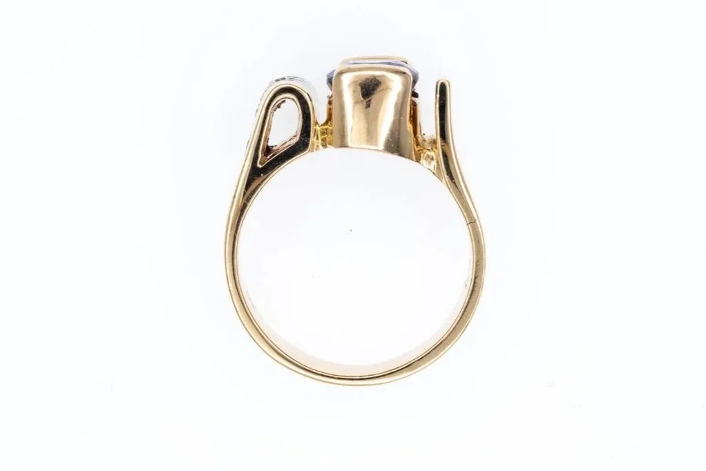 (F)White Yellow Gold Diamond Tanzanite Gemstone Ring