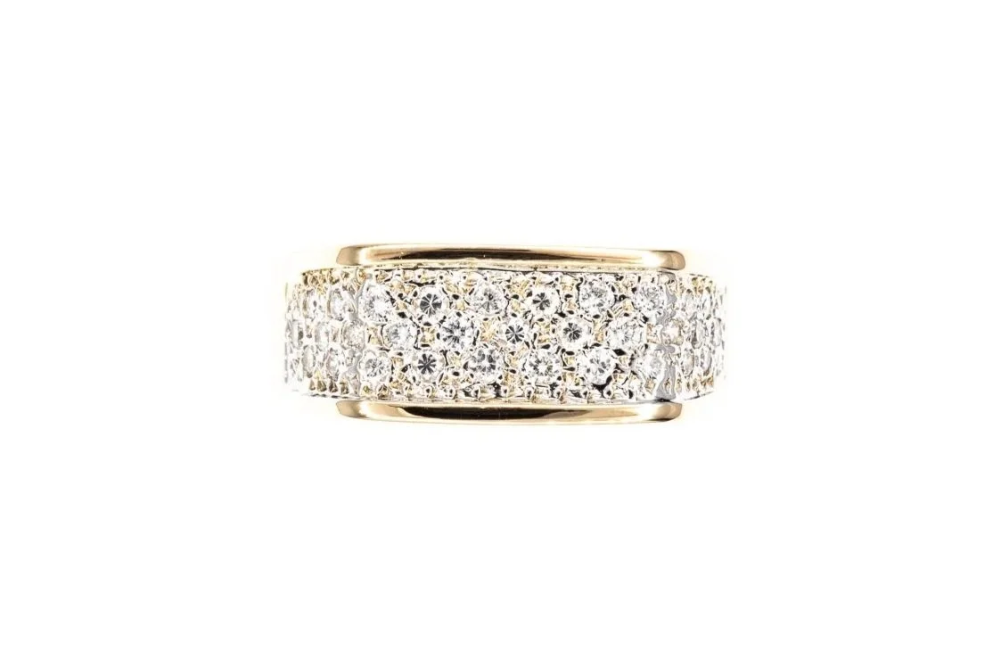 (T)Yellow White Gold Round Brilliant Cut Multi Diamond Ring