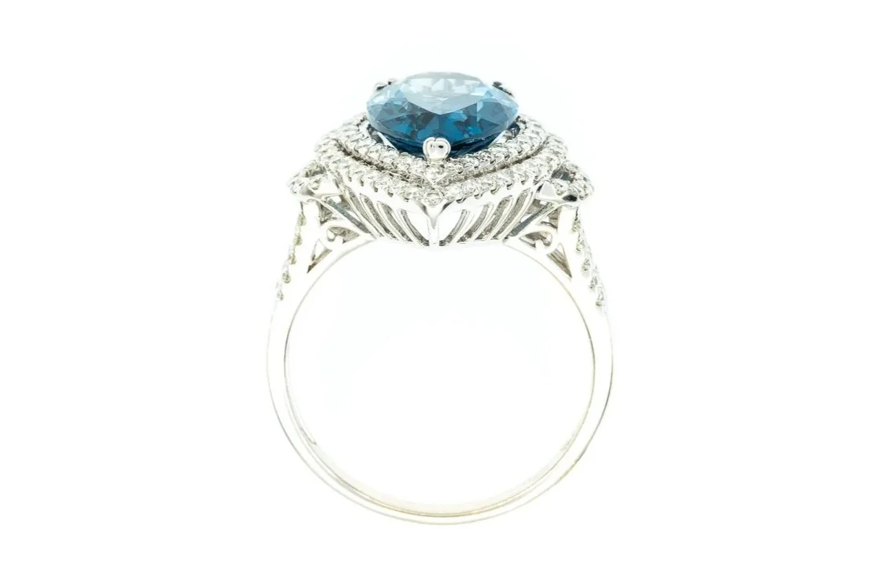 (F)White Gold Diamond Blue Topaz Effy Designer Ring