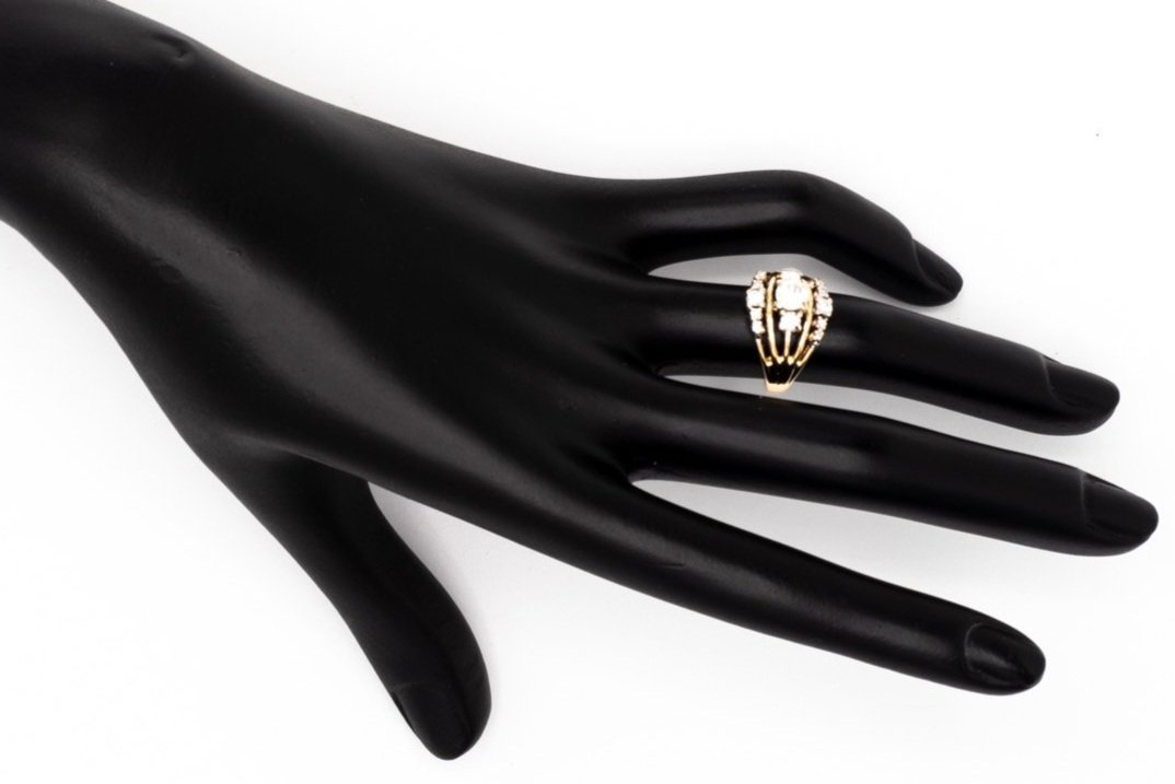 (H)Yellow Gold Round Brilliant Cut Multi Diamond Ring