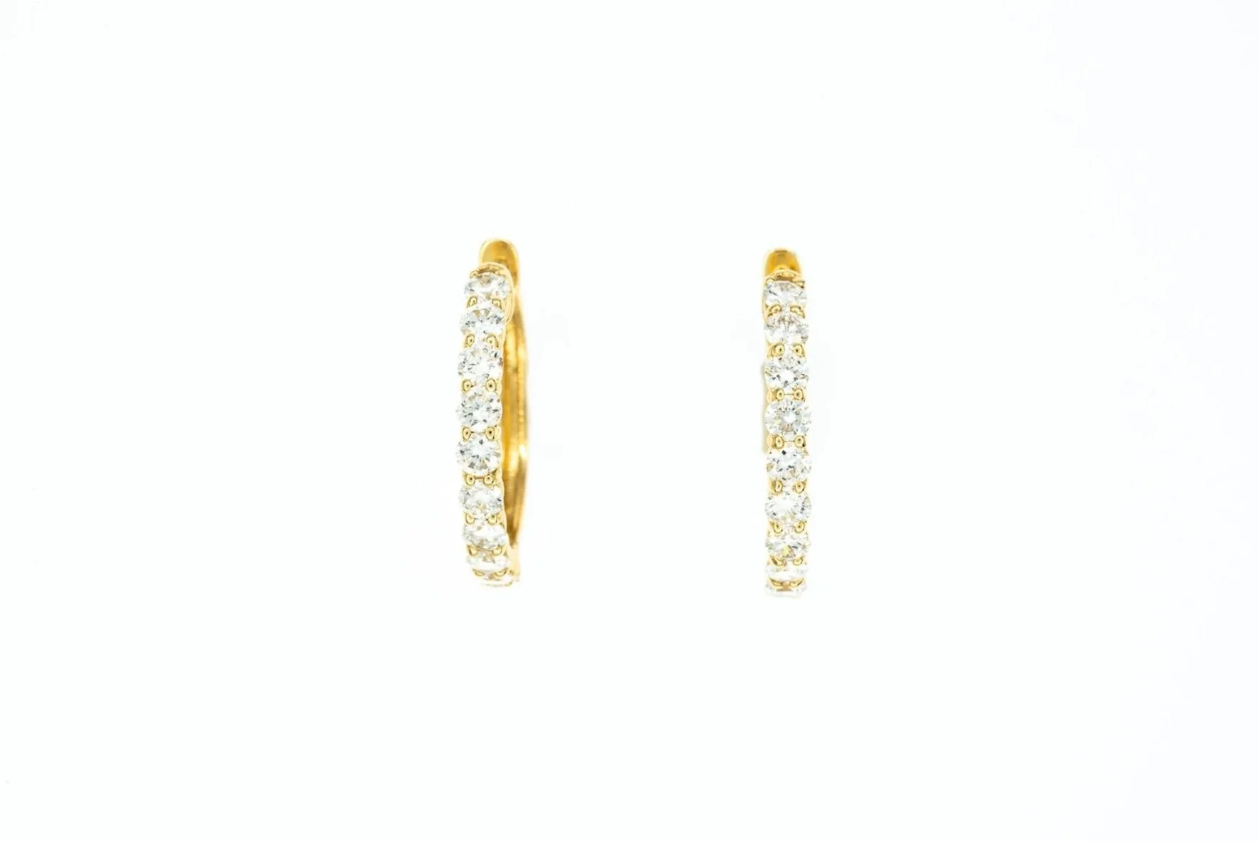 (T)Yellow Gold Round Brilliant Cut Lab Grown Diamond Hoop Earrings