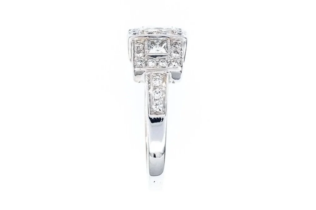 (S)White Gold Princess Cut Multi Diamond Ring
