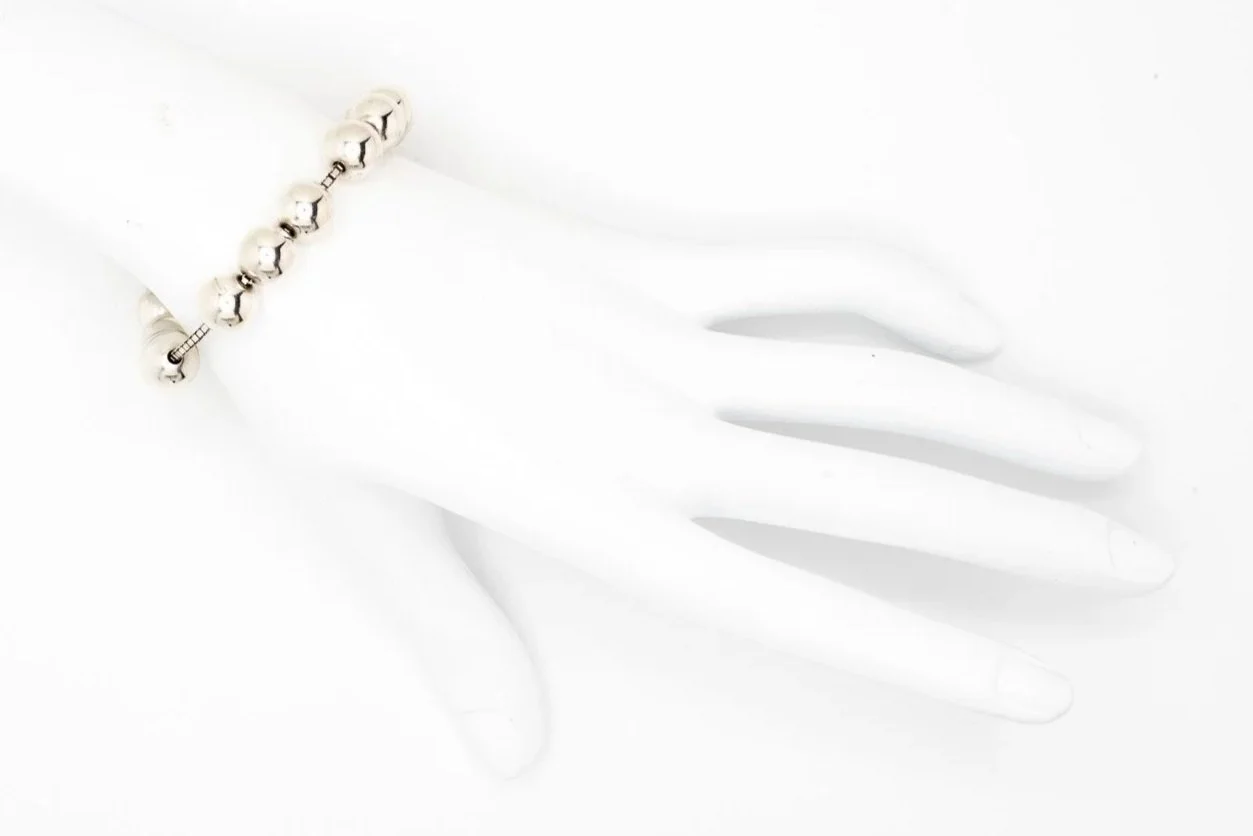 (H)Sterling Silver Tiffany & Co. Designer Bead Bracelet