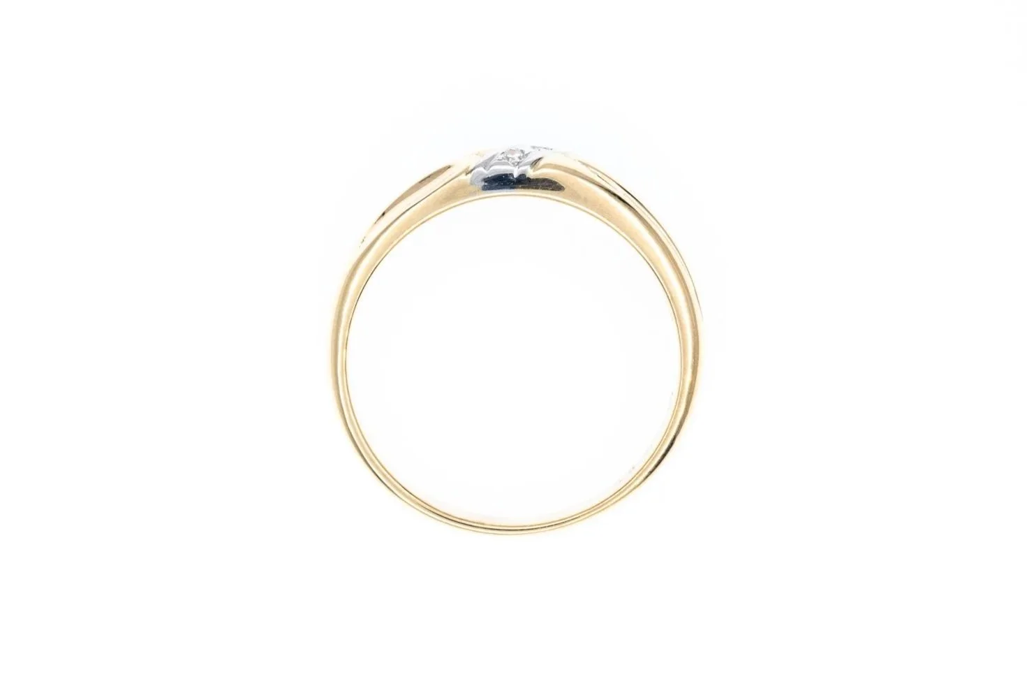 (F)Yellow White Gold Single Cut Diamond Band