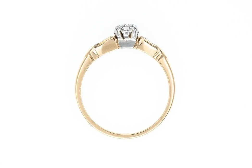 (F)Yellow Gold Solitaire Old European Cut Diamond Engagement Ring