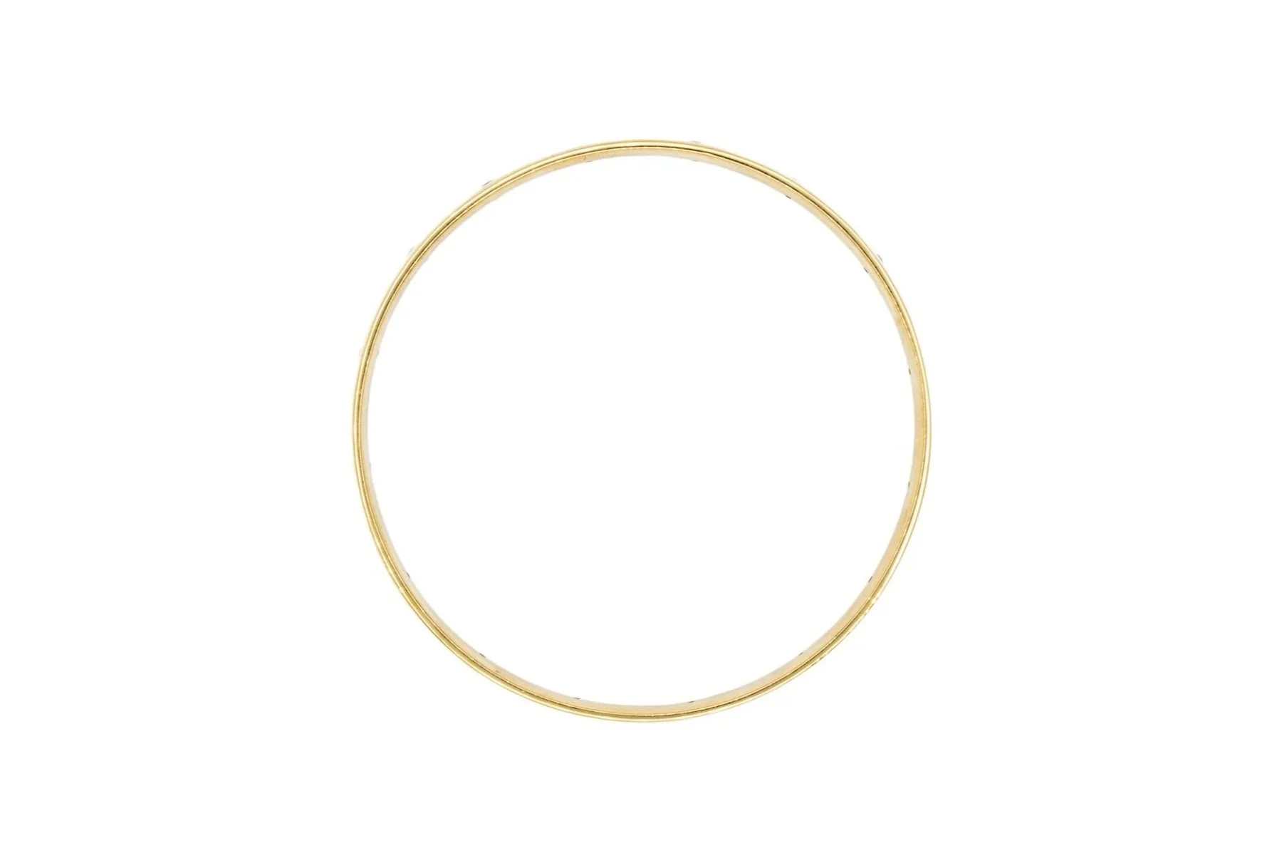 (T)Yellow Gold Round Brilliant Cut Diamond Low Dome Bangle Bracelet