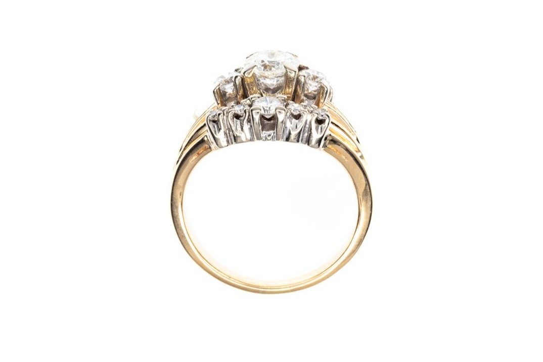 (F)Yellow Gold Round Brilliant Cut Multi Diamond Ring
