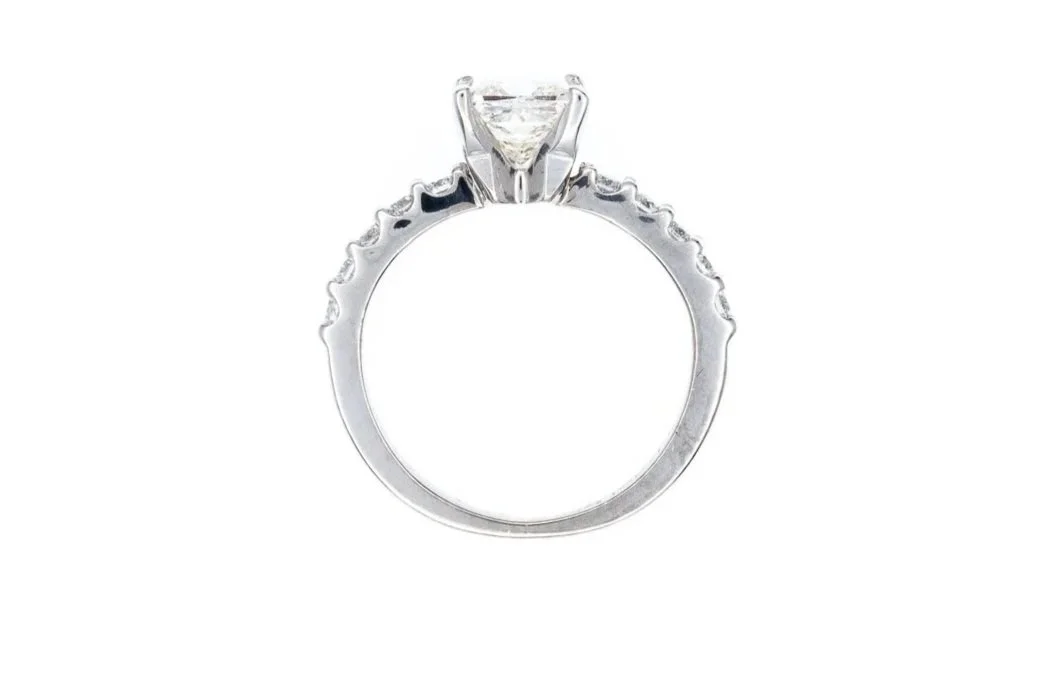 (F)White Gold Princess Cut Diamond Engagement Ring